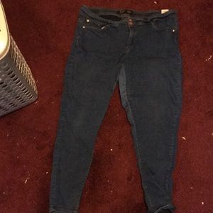 Blue denim skinny jeans